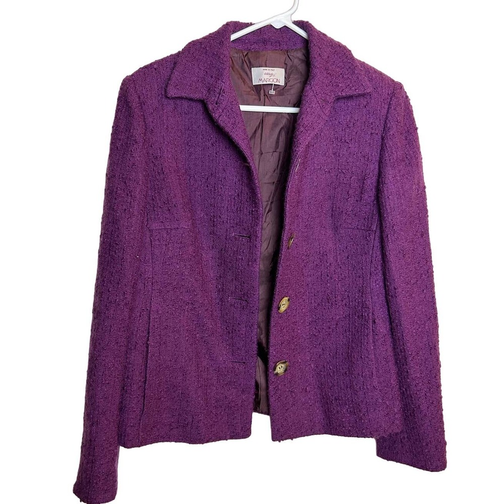 Margon Made in Italy Vintage Blazer Jacket Purple Size 6 Business Career